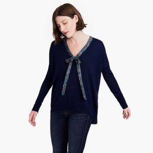 J. Crew X Abigail Borg Floral Tie Neck Sweater